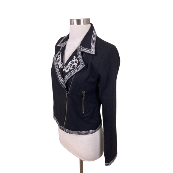 Zadig & Voltaire Black Embroidered Zip Jacket Size XS Statement - Picture 2 of 4